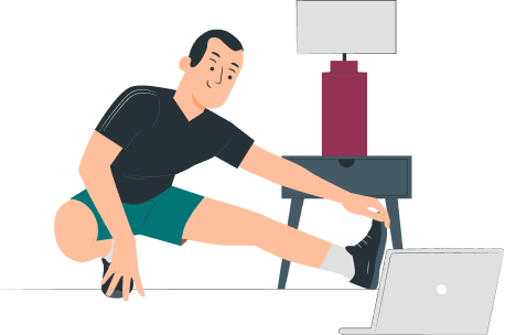 Man doing physical therapy program at home